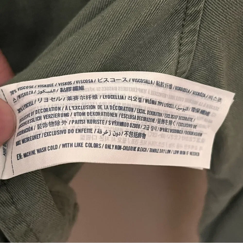 Abercrombie Kids Army Green Hooded Snap Front Utility Jacket Coat Size Large